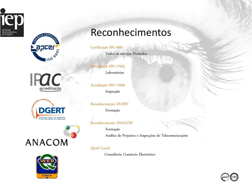 Reconhecimento DGERT Formação Reconhecimento ANACOM Formação Análise de