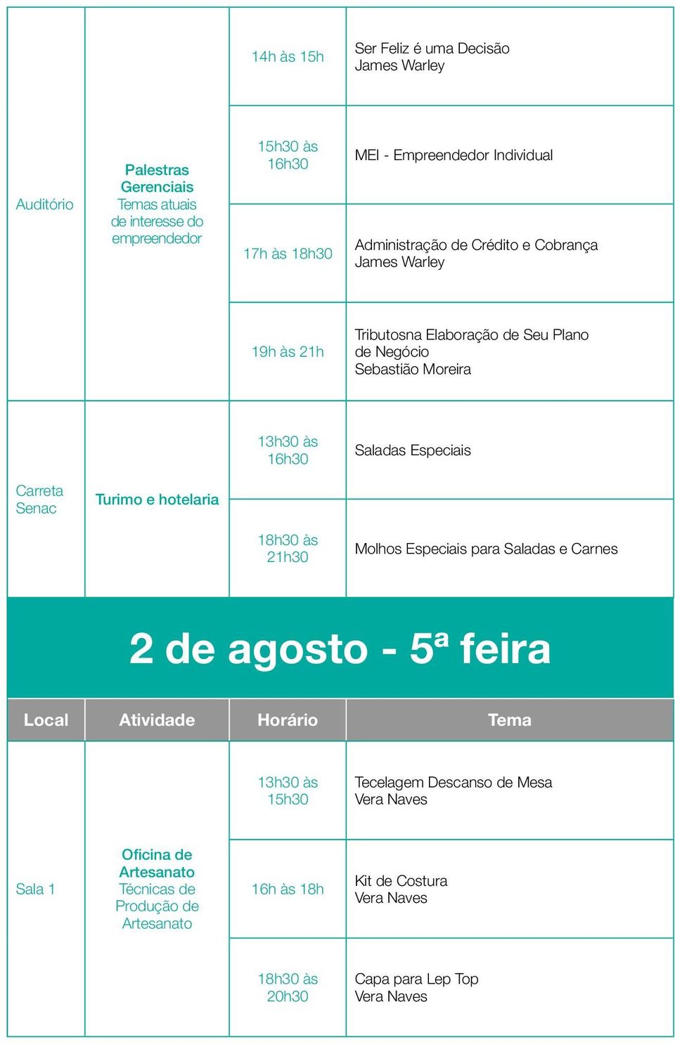 Negócio Sebastião Moreira Saladas Especiais Carreta Senac Turimo e hotelaria 21h30 Molhos Especiais para Saladas e Carnes 2 de agosto