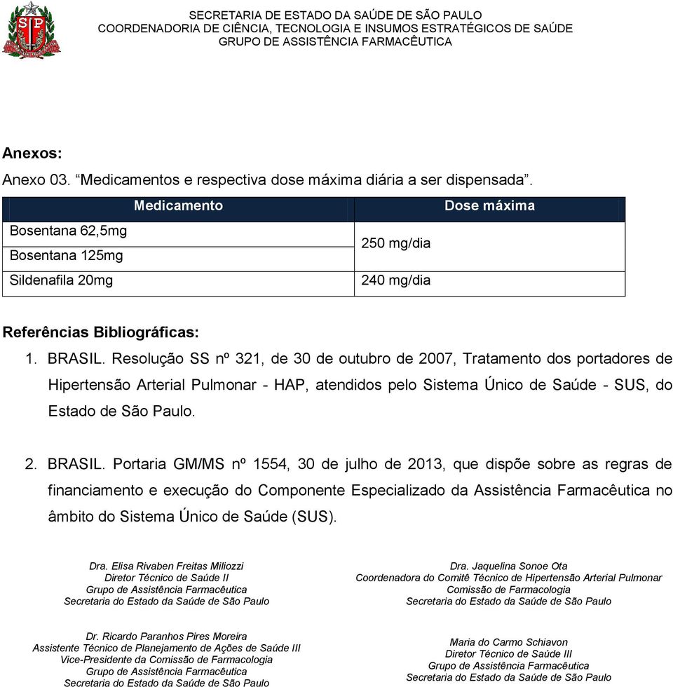 Portaria GM/MS nº 1554, 30 de julho de 2013, que dispõe sobre as regras de financiamento e execução do Componente Especializado da Assistência Farmacêutica no âmbito do Sistema Único de Saúde (SUS).