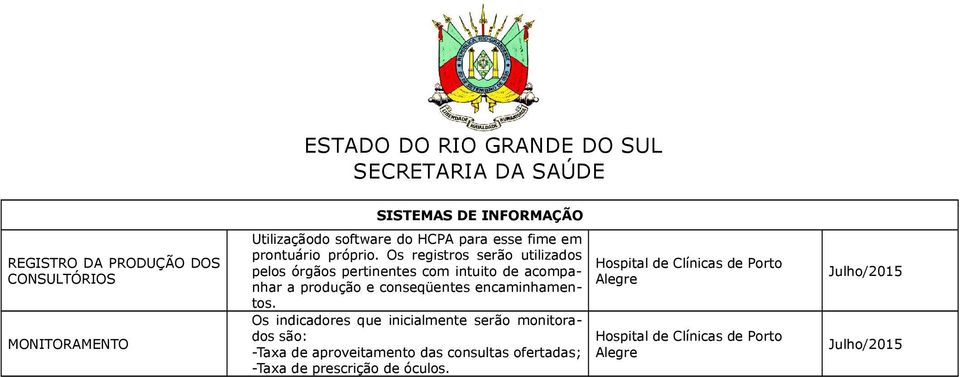 Os registros serão utilizados pelos órgãos pertinentes com intuito de acompanhar a produção e