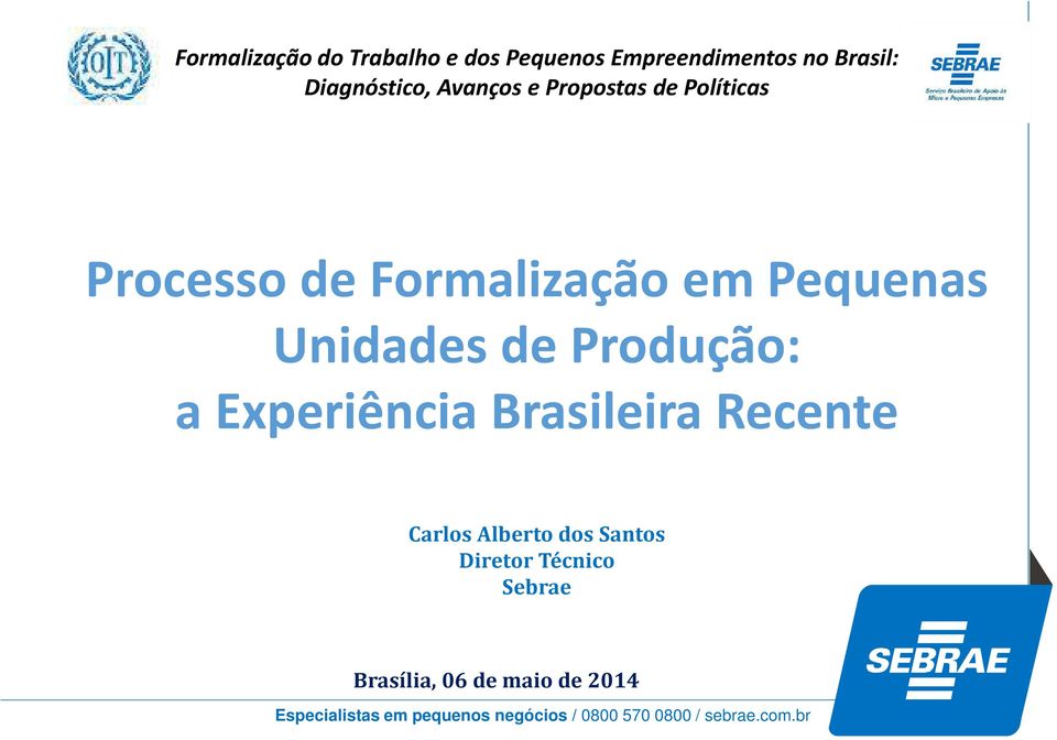 em Pequenas Unidades de Produção: a Experiência Brasileira Recente