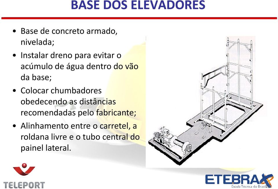 chumbadores obedecendo as distâncias recomendadas pelo fabricante;