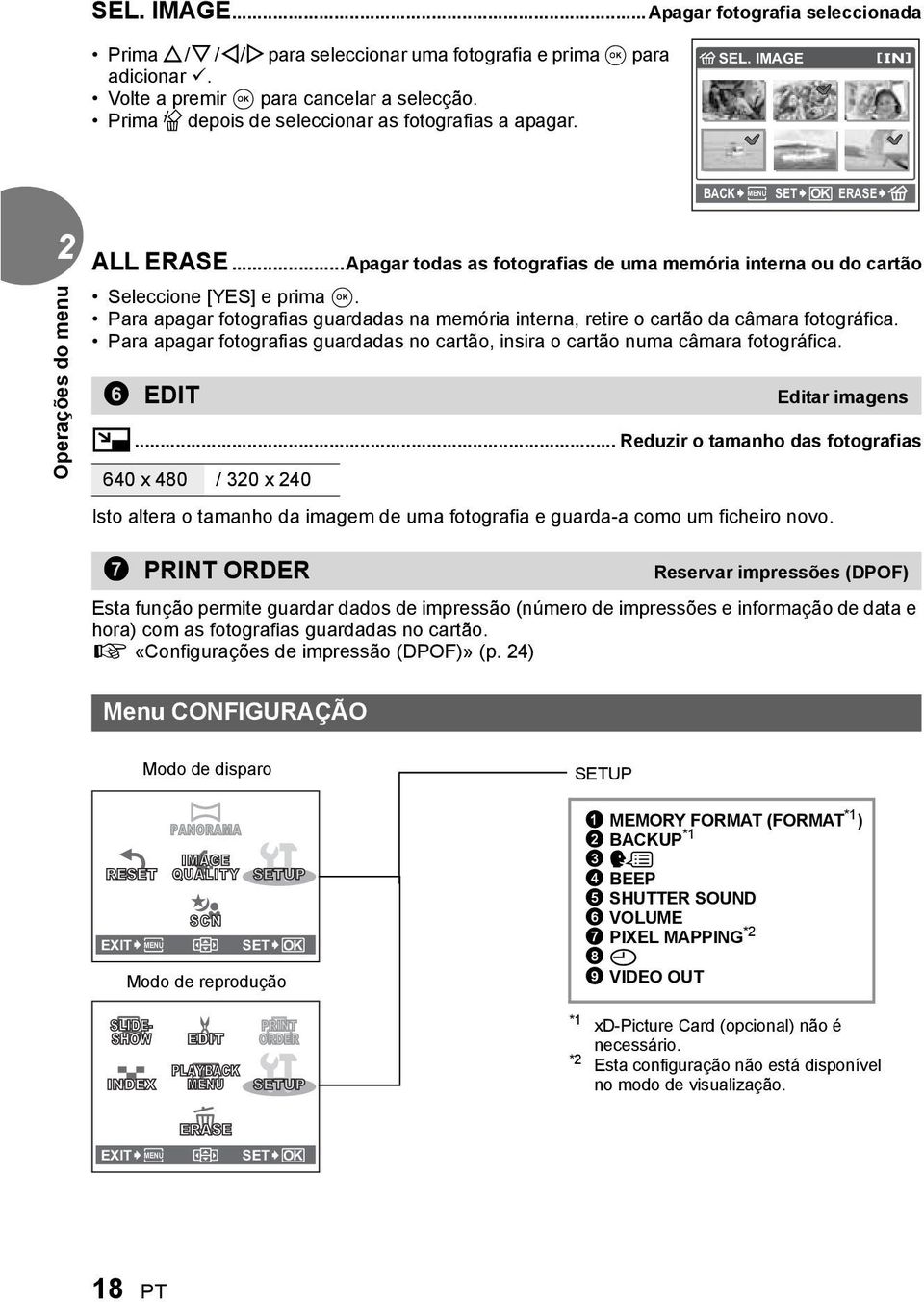 Para apagar fotografias guardadas na memória interna, retire o cartão da câmara fotográfica. Para apagar fotografias guardadas no cartão, insira o cartão numa câmara fotográfica.