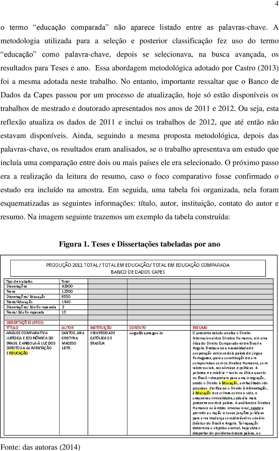 Essa abordagem metodológica adotado por Castro (2013) foi a mesma adotada neste trabalho.