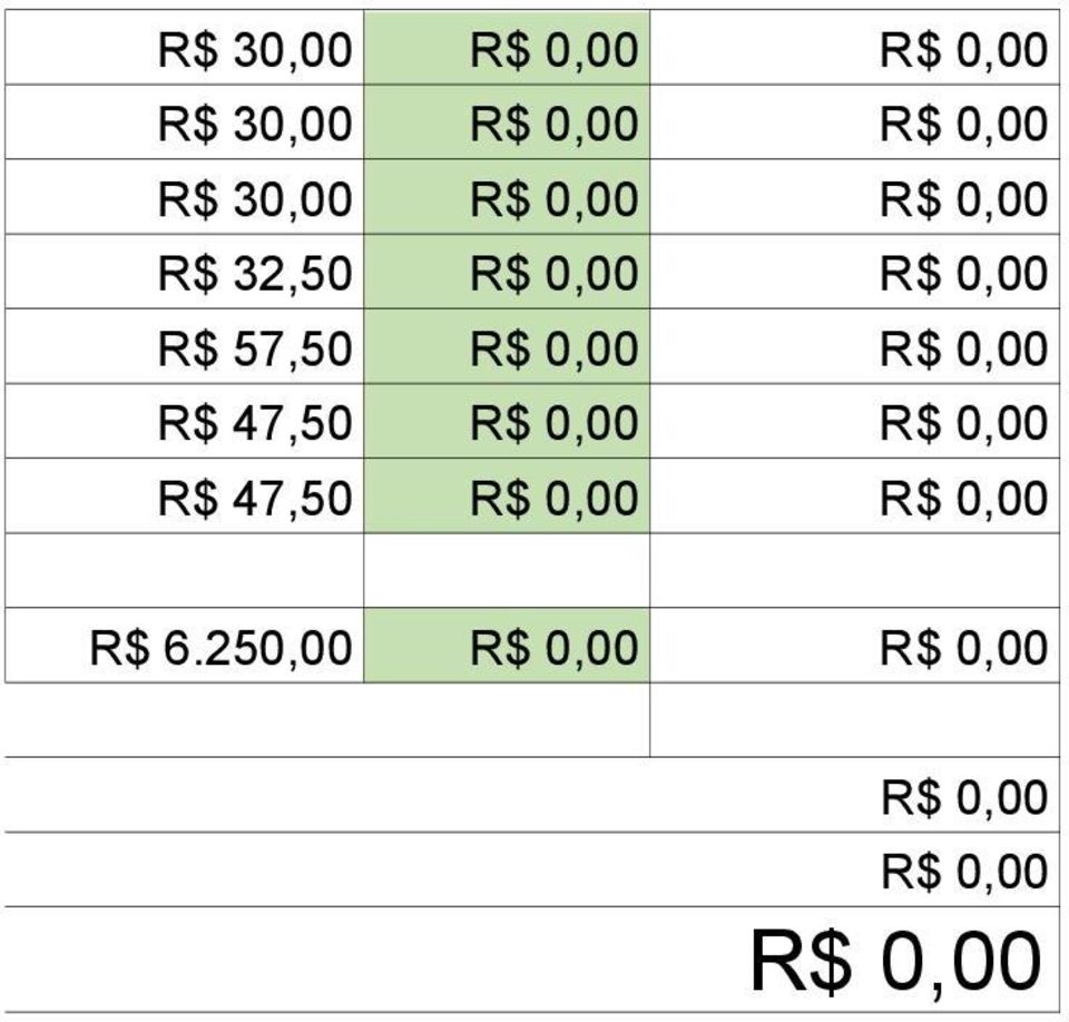 R$ 47,50 R$ 0,00 R$ 0,00 R$ 47,50 R$ 0,00 R$ 0,00