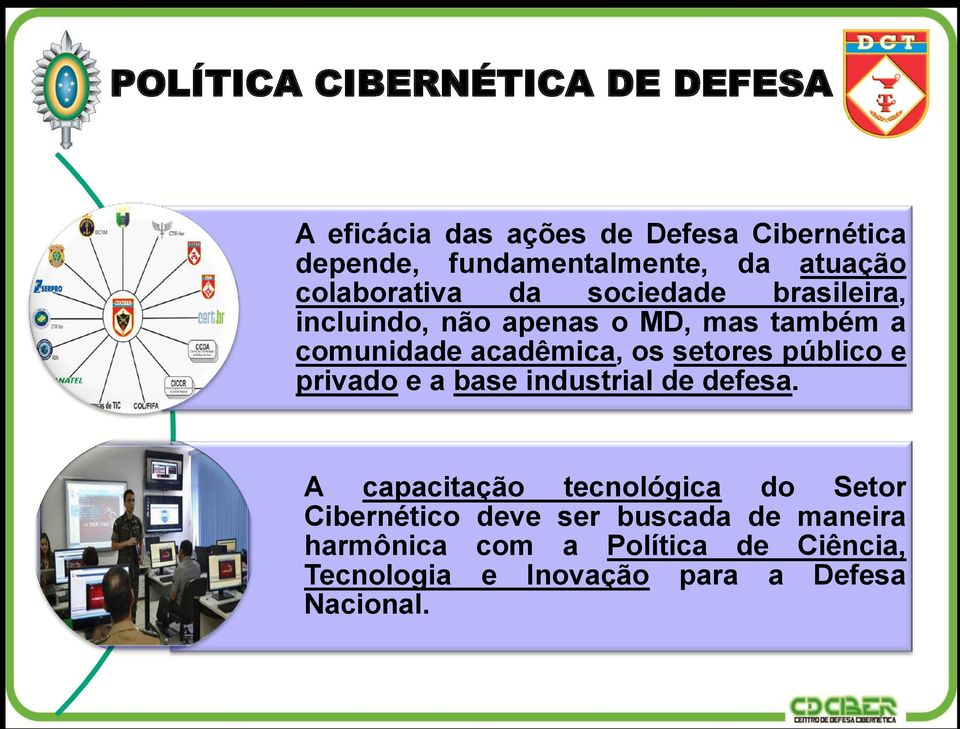 acadêmica, os setores público e privado e a base industrial de defesa.