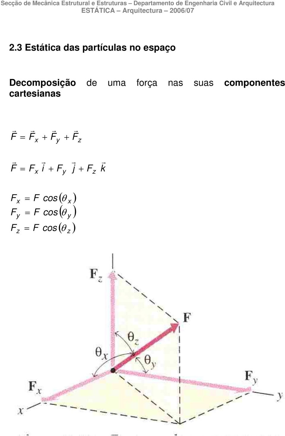 3 Estática das patículas o spaço Dcomposição d uma