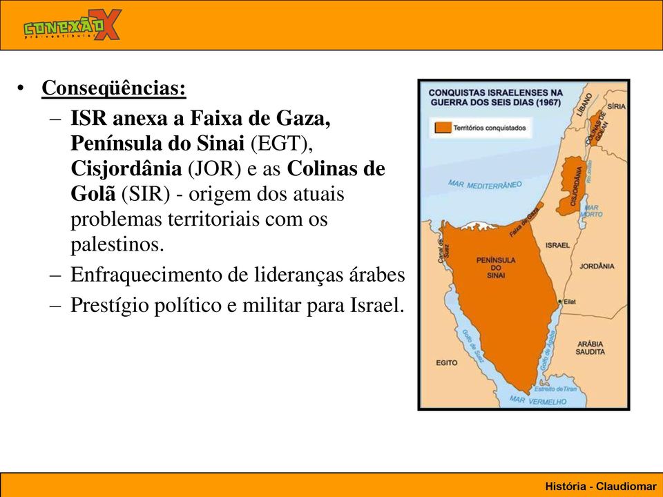 dos atuais problemas territoriais com os palestinos.