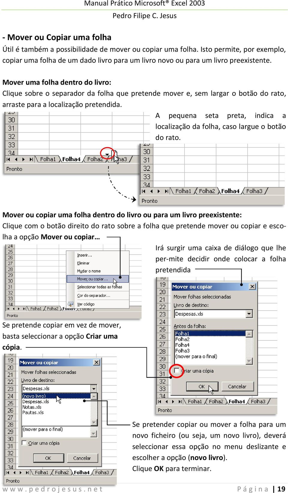 A pequena seta preta, indica a localização da folha, caso largue o botão do rato.