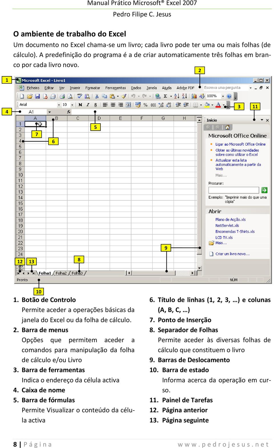 Botão de Controlo Permite aceder a operações básicas da janela do Excel ou da folha de cálculo. 2.