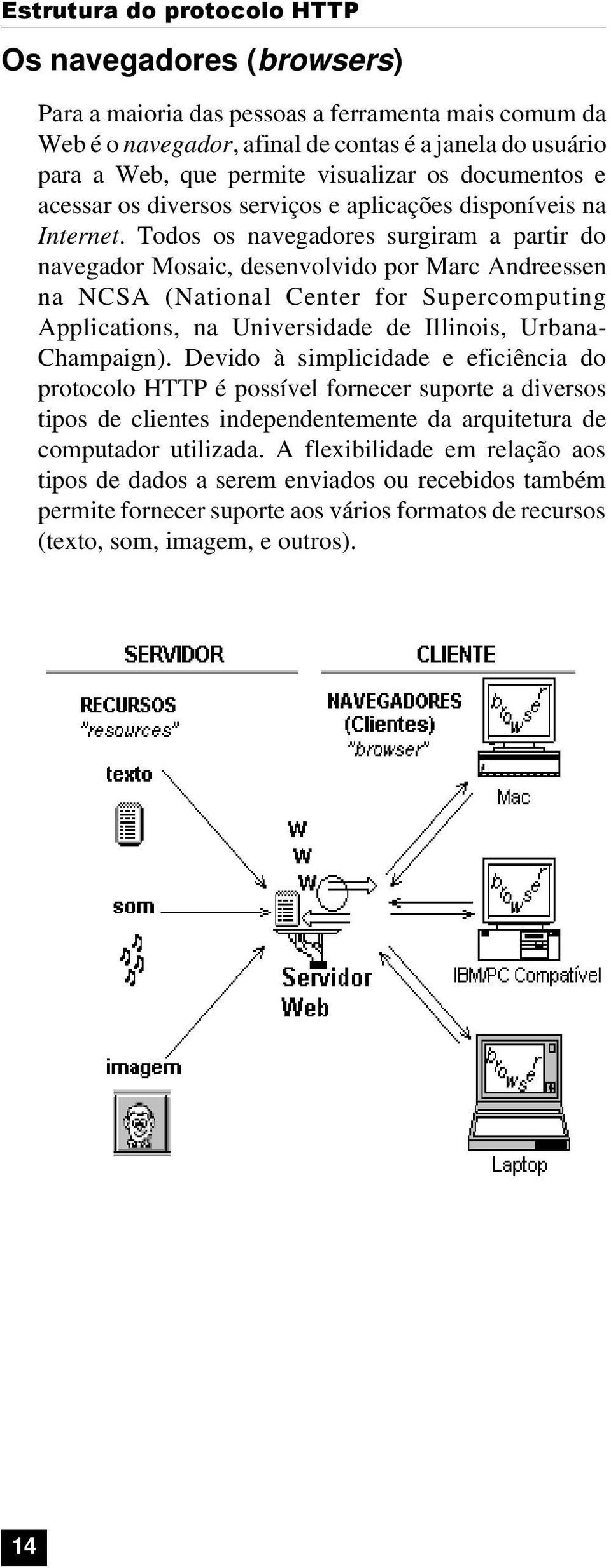 Todos os navegadores surgiram a partir do navegador Mosaic, desenvolvido por Marc Andreessen na NCSA (National Center for Supercomputing Applications, na Universidade de Illinois, Urbana- Champaign).