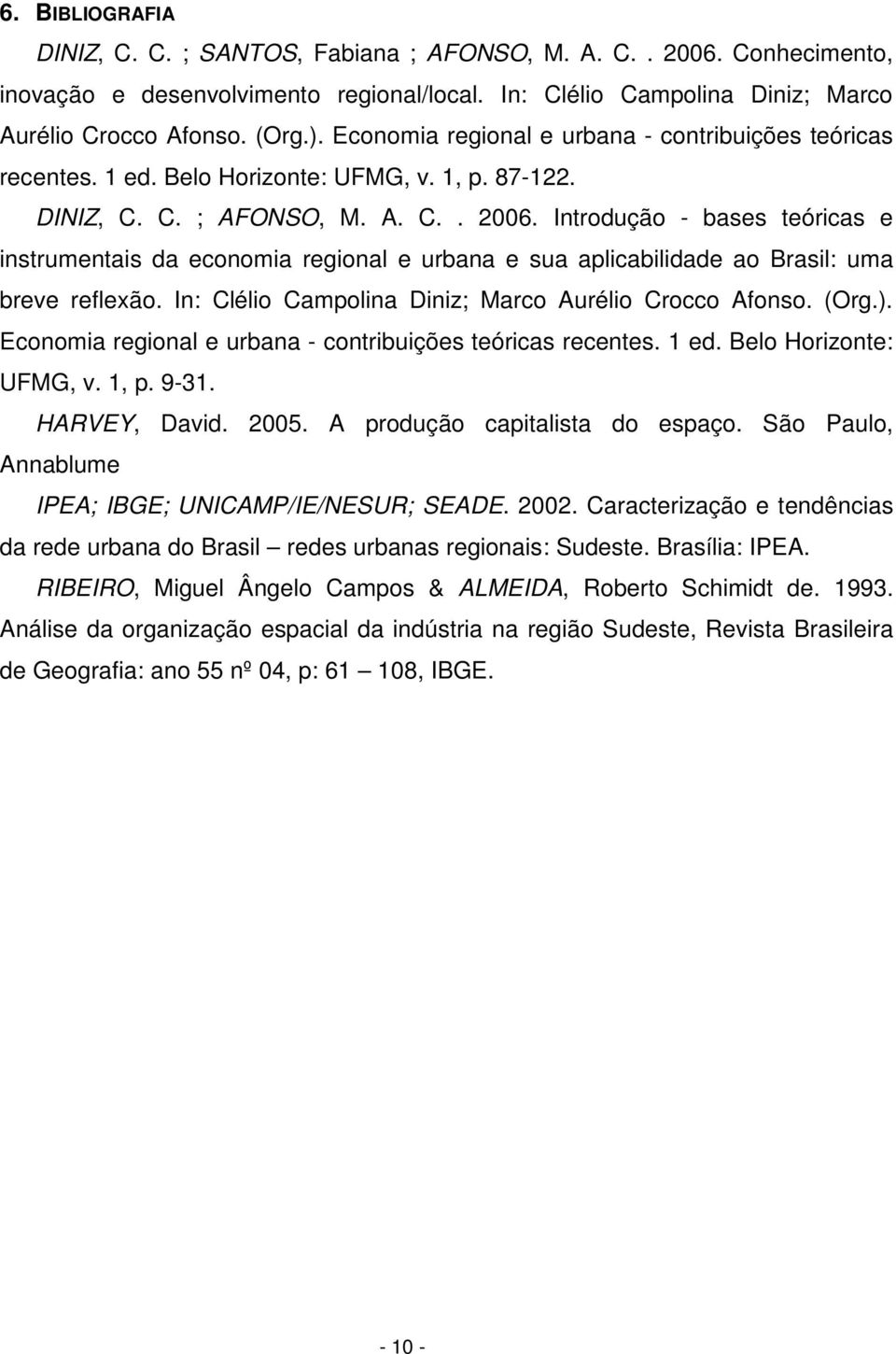 Introdução - bases teóricas e instrumentais da economia regional e urbana e sua aplicabilidade ao Brasil: uma breve reflexão. In: Clélio Campolina Diniz; Marco Aurélio Crocco Afonso. (Org.).