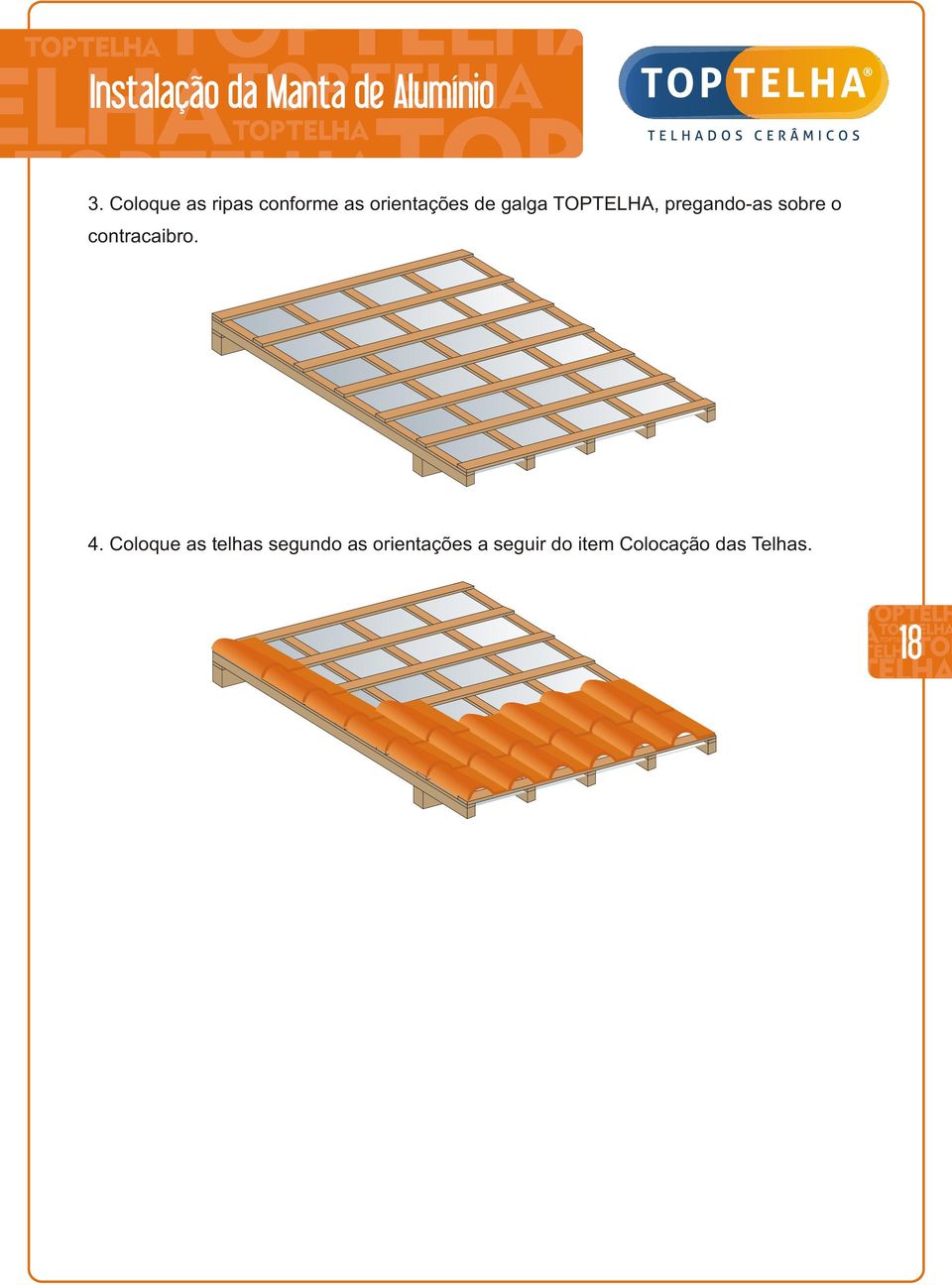 TOPTELHA, pregando-as sobre o contracaibro. 4.