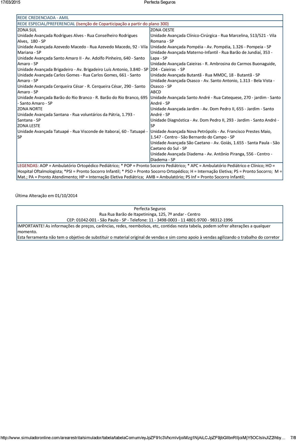 326 Pompeia SP Mariana SP Unidade Avançada Materno Infantil Rua Barão de Jundiaí, 353 Unidade Avançada Santo Amaro II Av. Adolfo Pinheiro, 640 Santo Lapa SP Amaro SP Unidade Avançada Caieiras R.