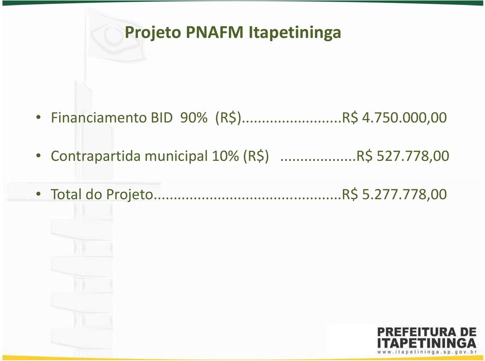 000,00 Contrapartida municipal 10%