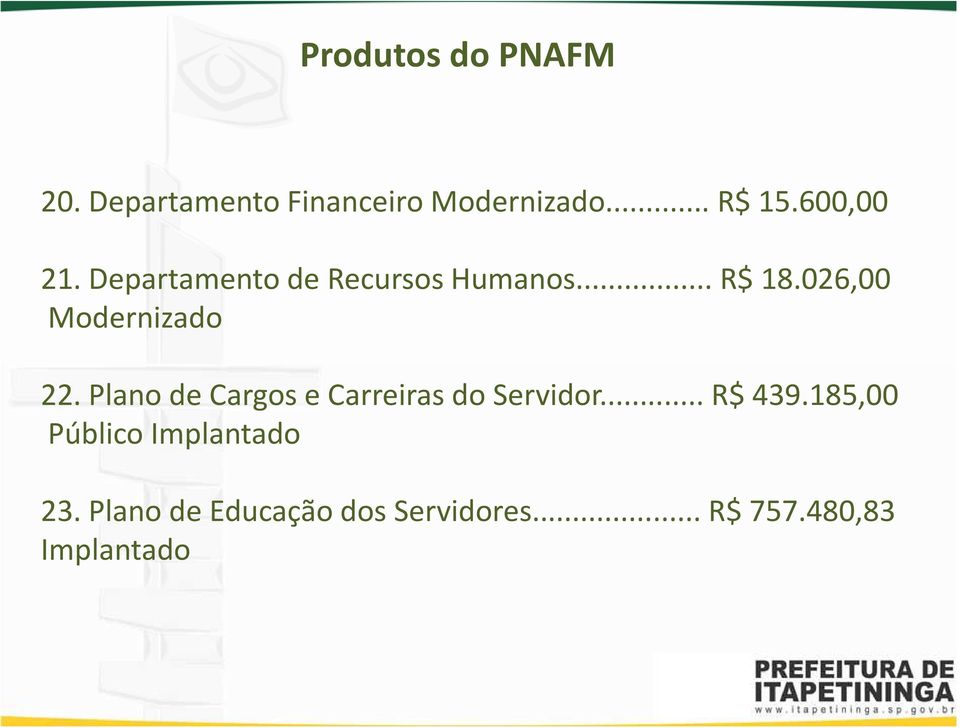 026,00 Modernizado 22. Plano de Cargos e Carreiras do Servidor... R$ 439.