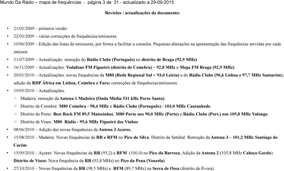 Mapa de frequências das principais rádios nacionais e regionais em Portugal  continental, Madeira e Açores. - PDF Free Download