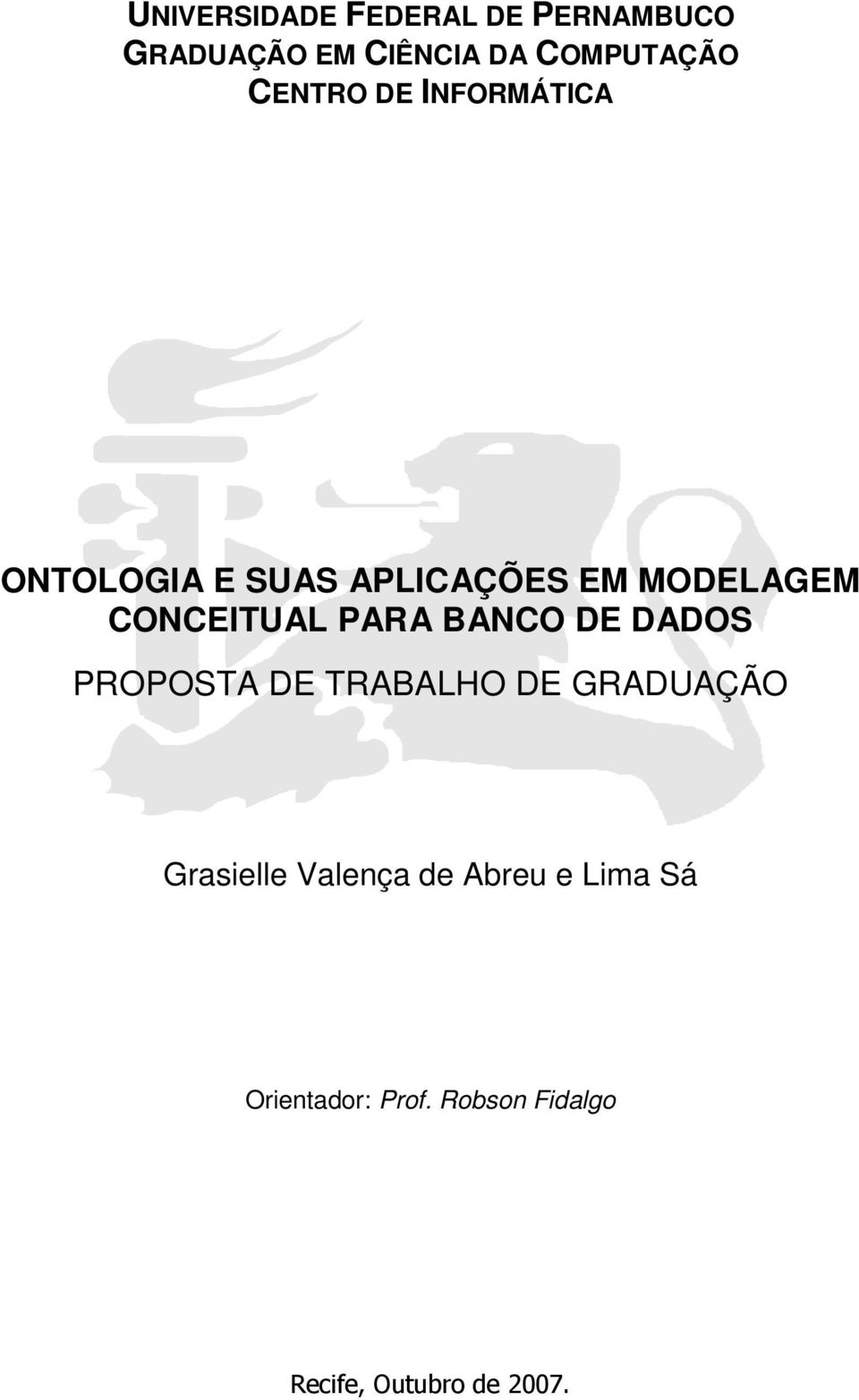 CONCEITUAL PARA BANCO DE DADOS PROPOSTA DE TRABALHO DE GRADUAÇÃO