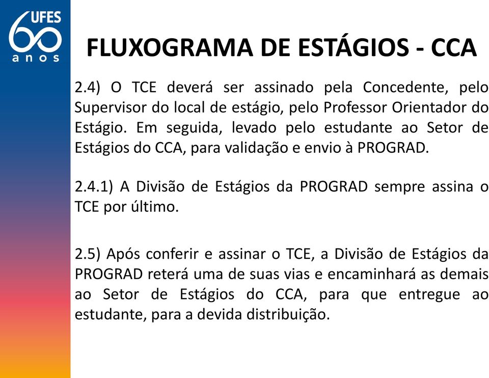 1) A Divisão de Estágios da PROGRAD sempre assina o TCE por último. 2.