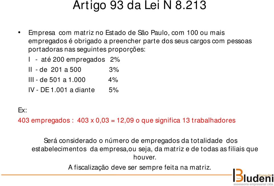 portadoras nas seguintes proporções: I - até 200 empregados 2% II - de 201 a 500 3% III - de 501 a 1.000 4% IV - DE 1.