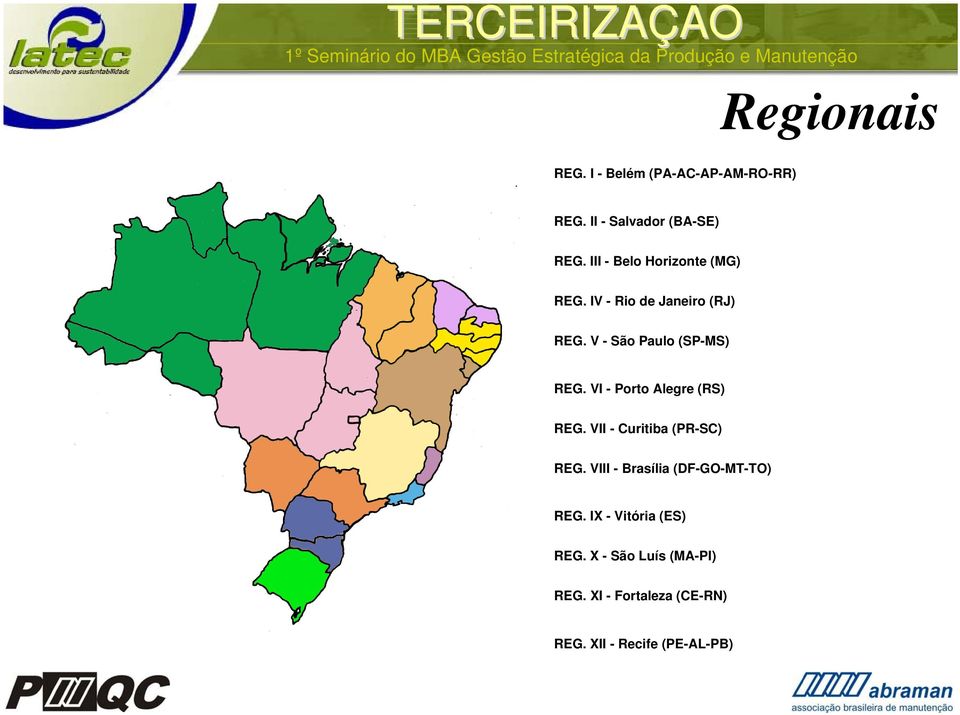 VI - Porto Alegre (RS) REG. VII - Curitiba (PR-SC) REG.