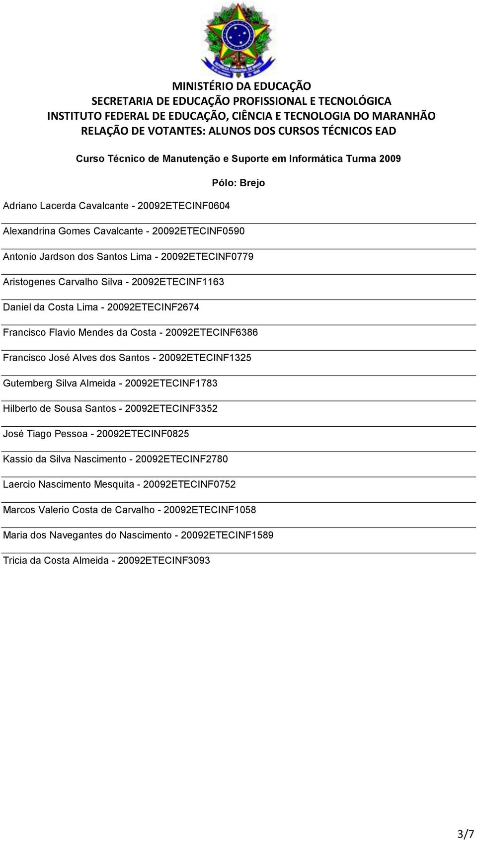 Silva Almeida - 20092ETECINF1783 Hilberto de Sousa Santos - 20092ETECINF3352 José Tiago Pessoa - 20092ETECINF0825 Kassio da Silva Nascimento - 20092ETECINF2780 Laercio Nascimento