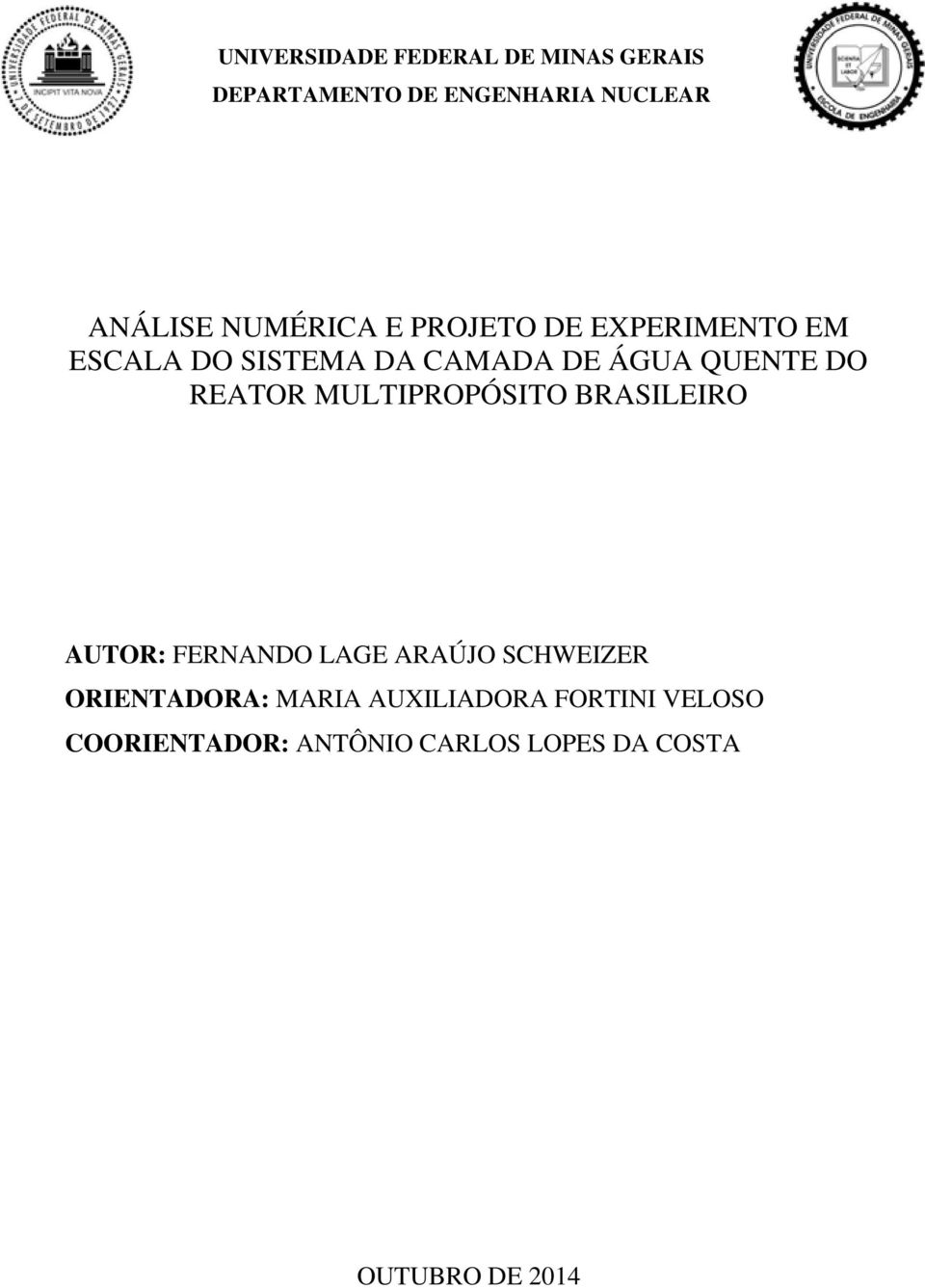 REATOR MULTIPROPÓSITO BRASILEIRO AUTOR: FERNANDO LAGE ARAÚJO SCHWEIZER ORIENTADORA: