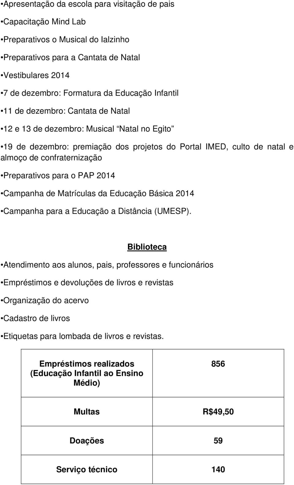 para o PAP 2014 Campanha de Matrículas da Educação Básica 2014 Campanha para a Educação a Distância (UMESP).