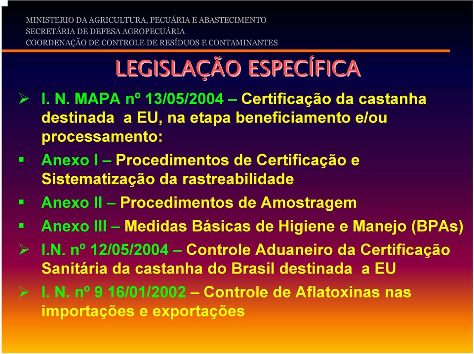 Procedimentos de Certificação e Sistematização da rastreabilidade Anexo II Procedimentos de Amostragem Anexo III