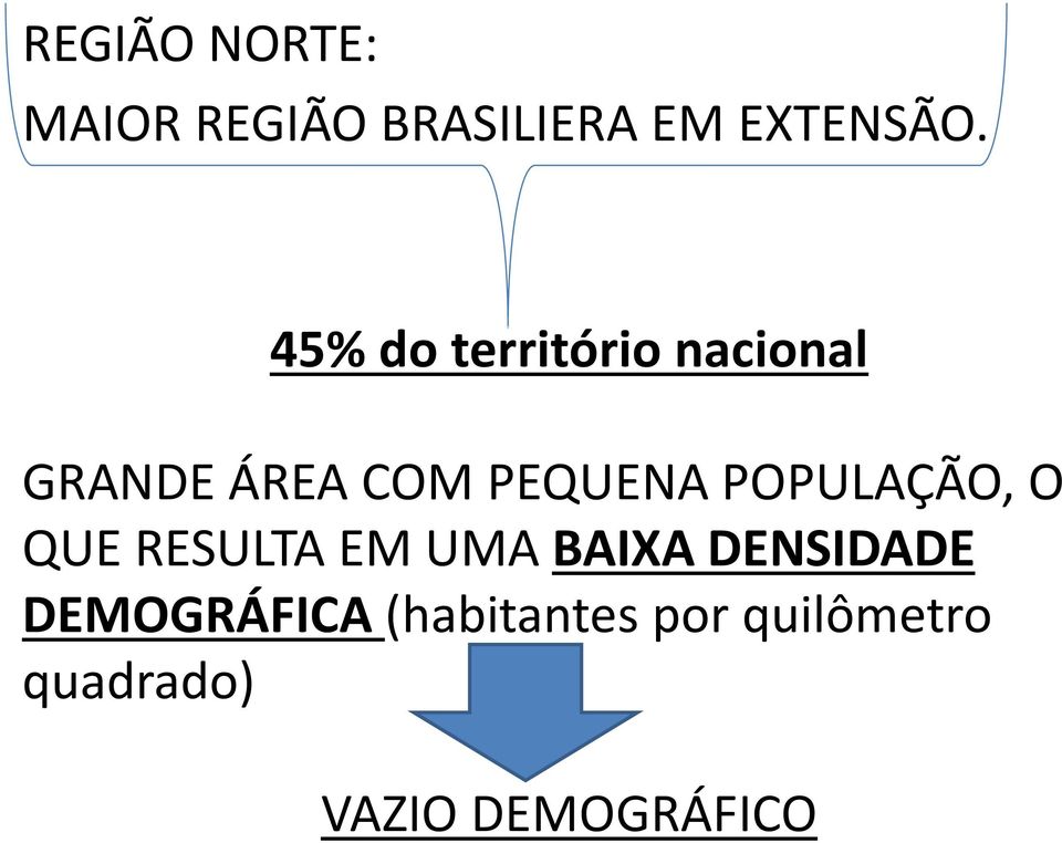 POPULAÇÃO, O QUE RESULTA EM UMA BAIXA DENSIDADE