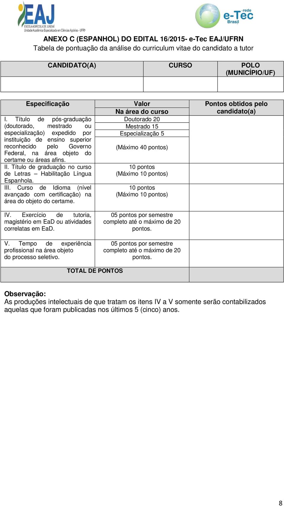 Título de pós-graduação (doutorado, mestrado ou especialização) expedido por instituição de ensino superior reconhecido pelo Governo Federal, na área objeto do certame ou áreas afins. II.