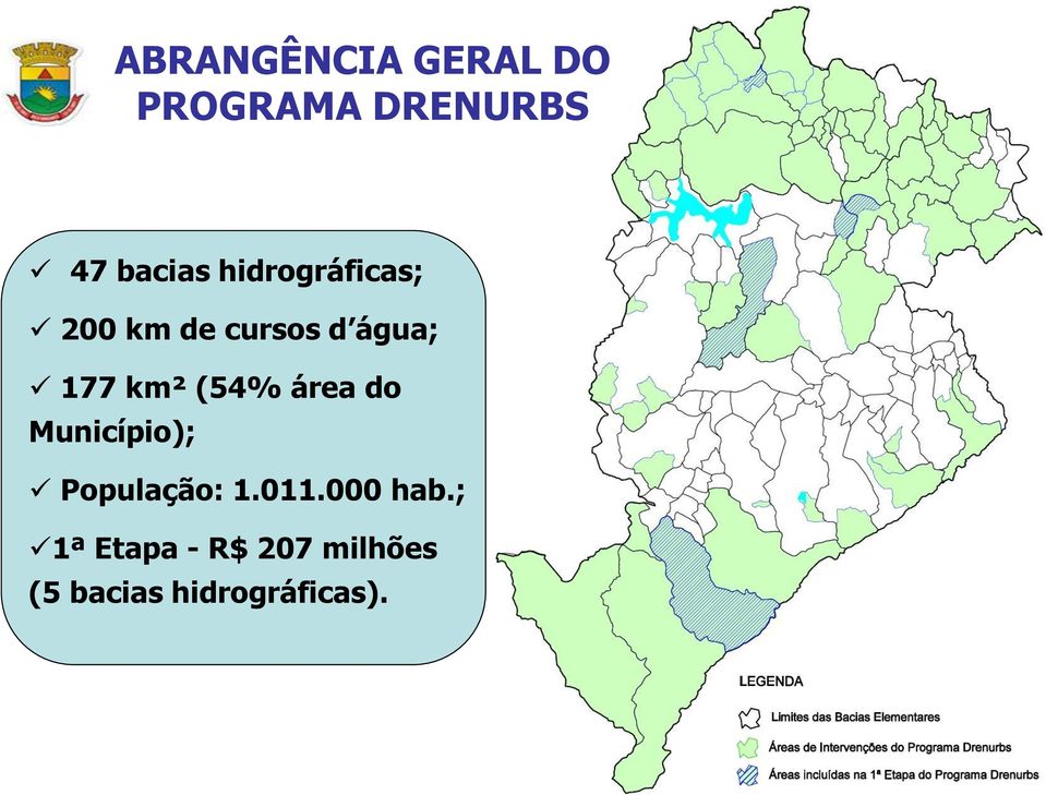 (54% área do Município); População: 1.011.000 hab.