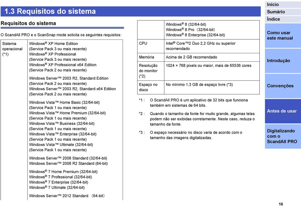 Server 2003 R2, Standard x64 Edition (Service Pack 2 ou mais recente) Windows Vista Home Basic (32/64-bit) (Service Pack 1 ou mais recente) Windows Vista Home Premium (32/64-bit) (Service Pack 1 ou