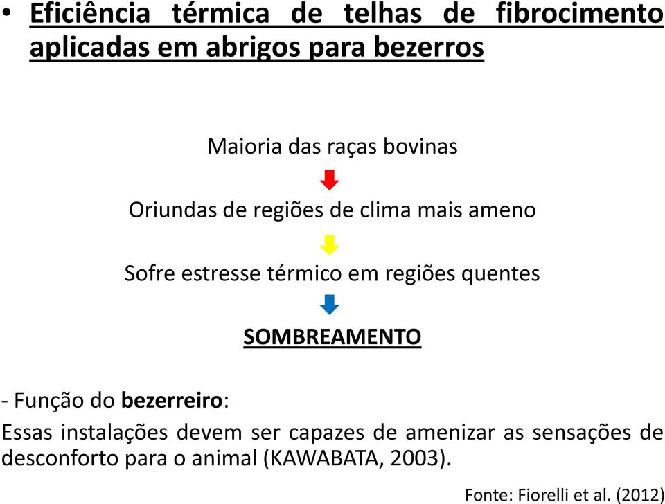 regiões quentes SOMBREAMENTO - Função do bezerreiro: Essas instalações devem ser capazes