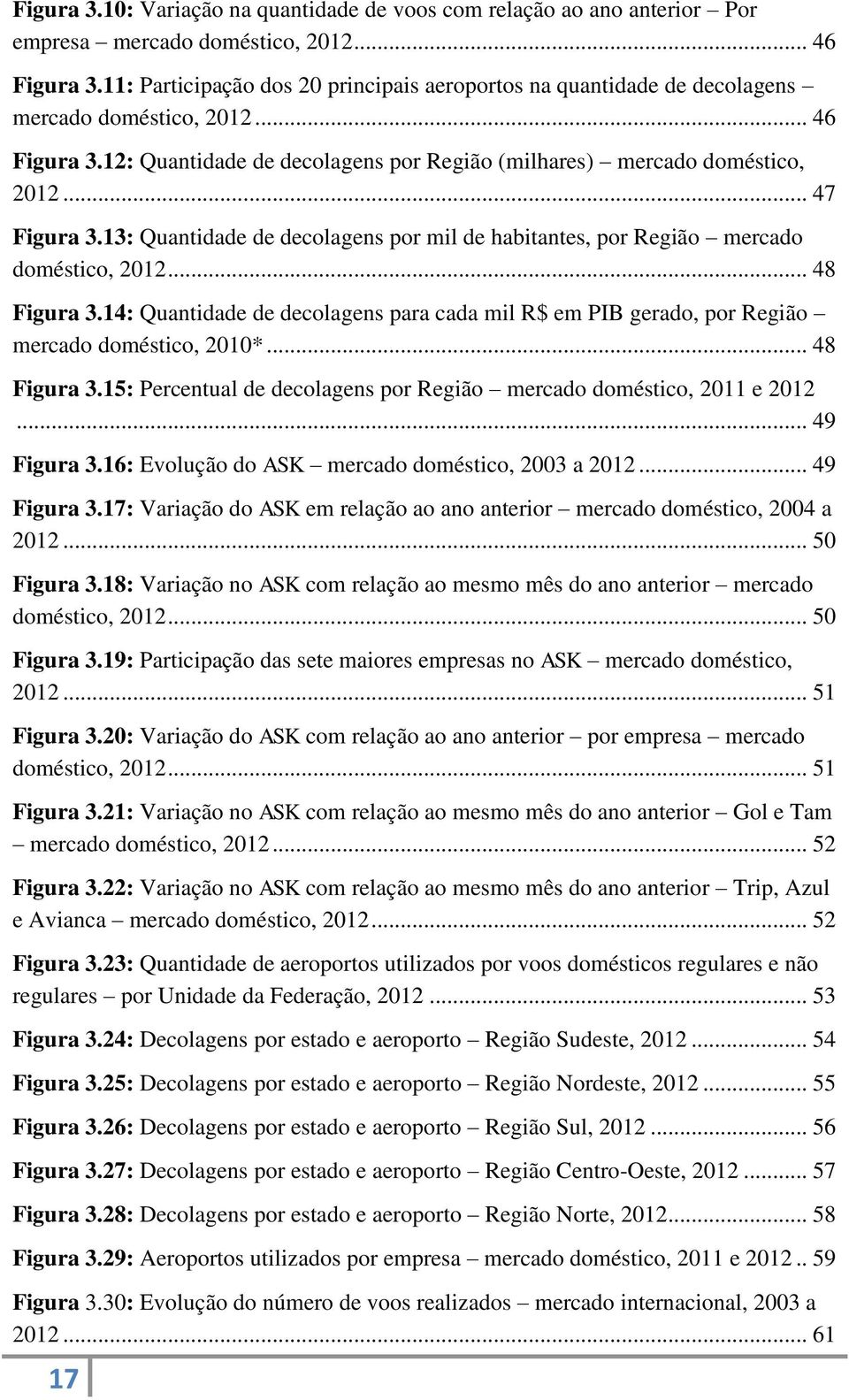 .. 47 Figura 3.13: Quantidade de decolagens por mil de habitantes, por Região mercado doméstico, 2012... 48 Figura 3.