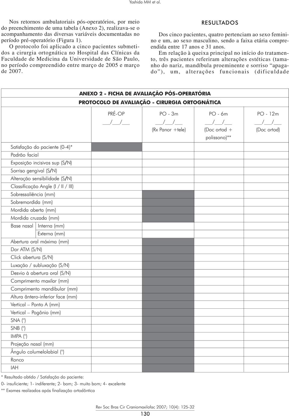 O protocolo foi aplicado a cinco pacientes submetidos a cirurgia ortognática no Hospital das Clínicas da Faculdade de Medicina da Universidade de São Paulo, no período compreendido entre março de