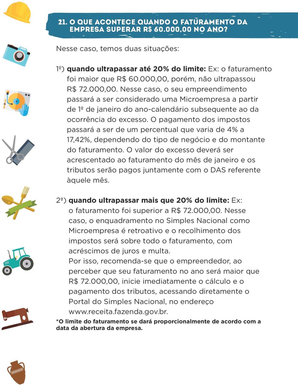 O pagamento dos impostos passará a ser de um percentual que varia de 4% a 17,42%, dependendo do tipo de negócio e do montante do faturamento.