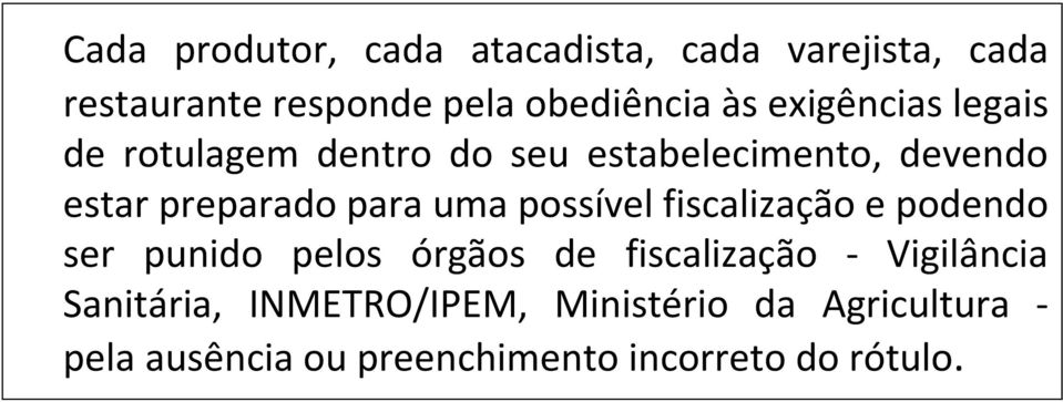 possível fiscalização e podendo ser punido pelos órgãos de fiscalização - Vigilância