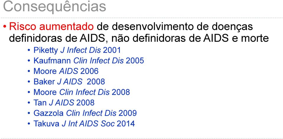 Clin Infect Dis 2005 Moore AIDS 2006 Baker J AIDS 2008 Moore Clin Infect