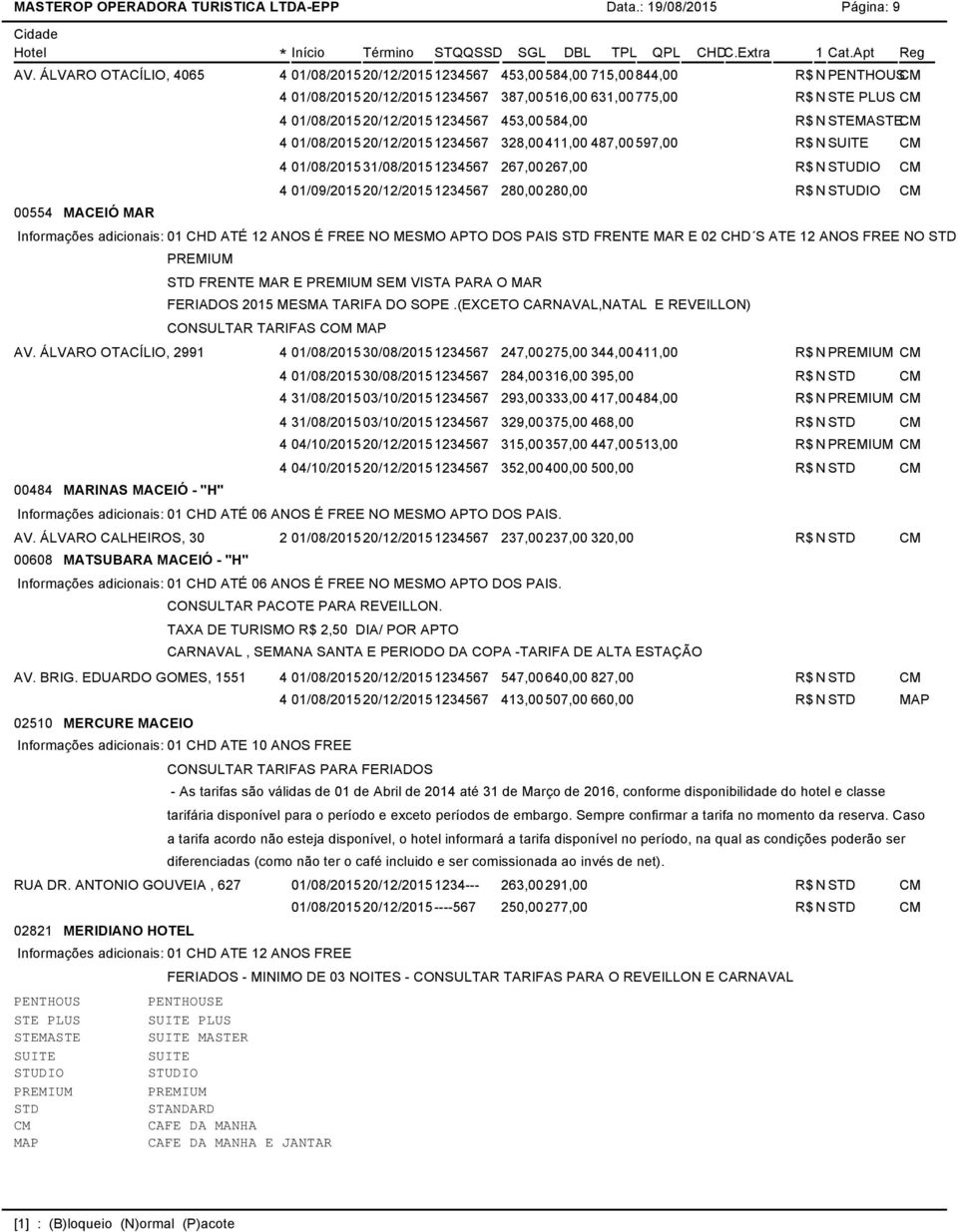 453,00584,00 R$ N STEMASTE 4 01/08/201520/12/20151234567 328,00411,00 487,00597,00 R$ N 4 01/08/201531/08/20151234567 267,00 267,00 R$ N STUDIO 4 01/09/201520/12/20151234567 280,00 280,00 R$ N STUDIO