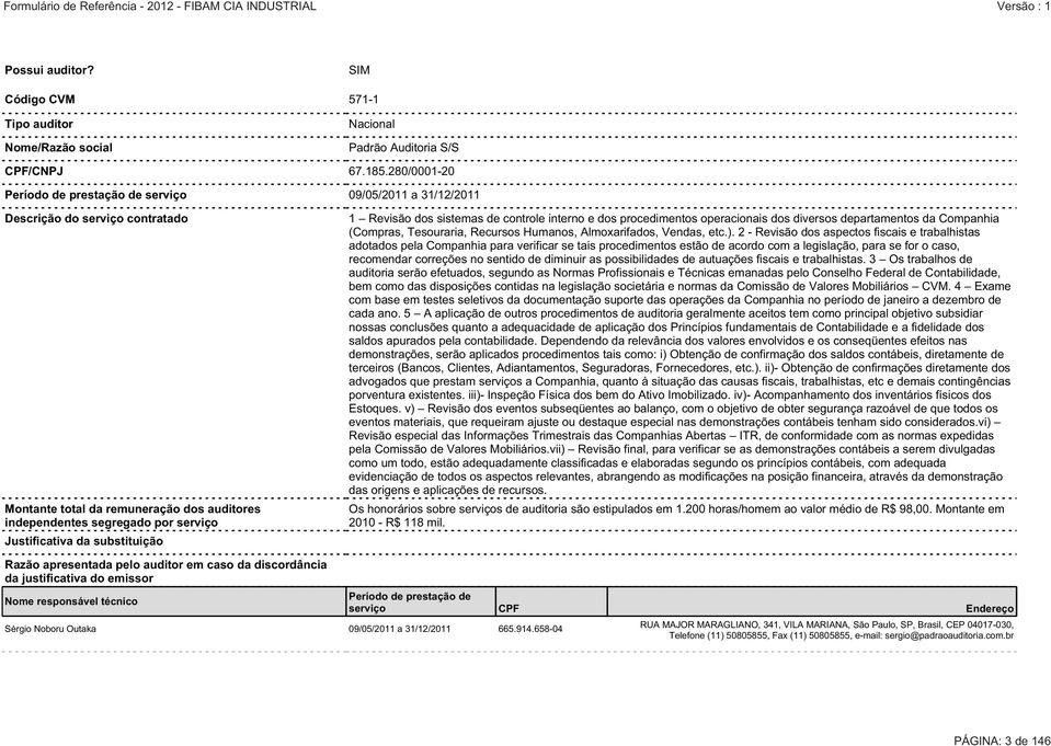 substituição 1 Revisão dos sistemas de controle interno e dos procedimentos operacionais dos diversos departamentos da Companhia (Compras, Tesouraria, Recursos Humanos, Almoxarifados, Vendas, etc.).