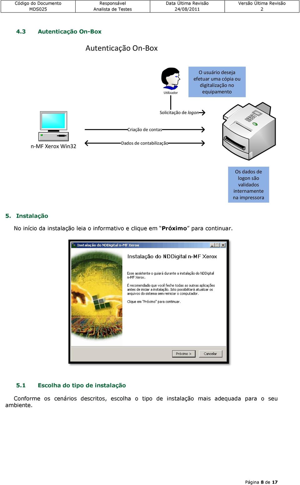 Solicitação de logon Criação de contas n-mf Xerox Win3 Dados de contabilização Os dados de logon são validados internamente