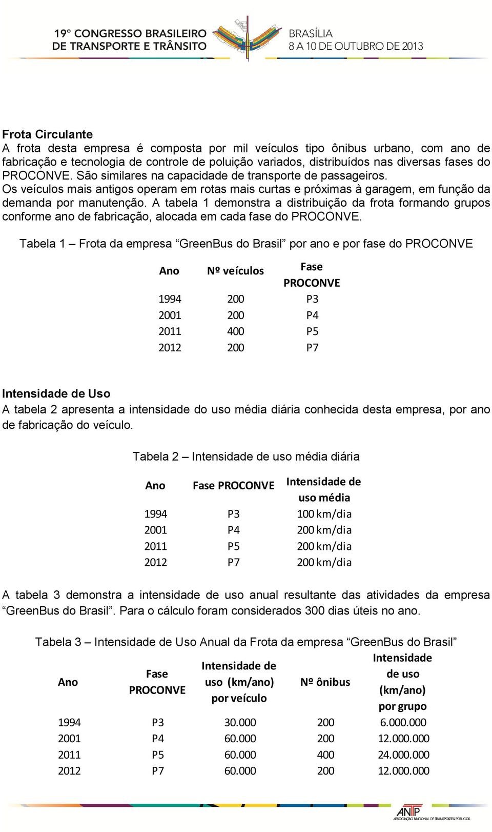 A tabela 1 demonstra a distribuição da frota formando grupos conforme ano de fabricação, alocada em cada fase do.