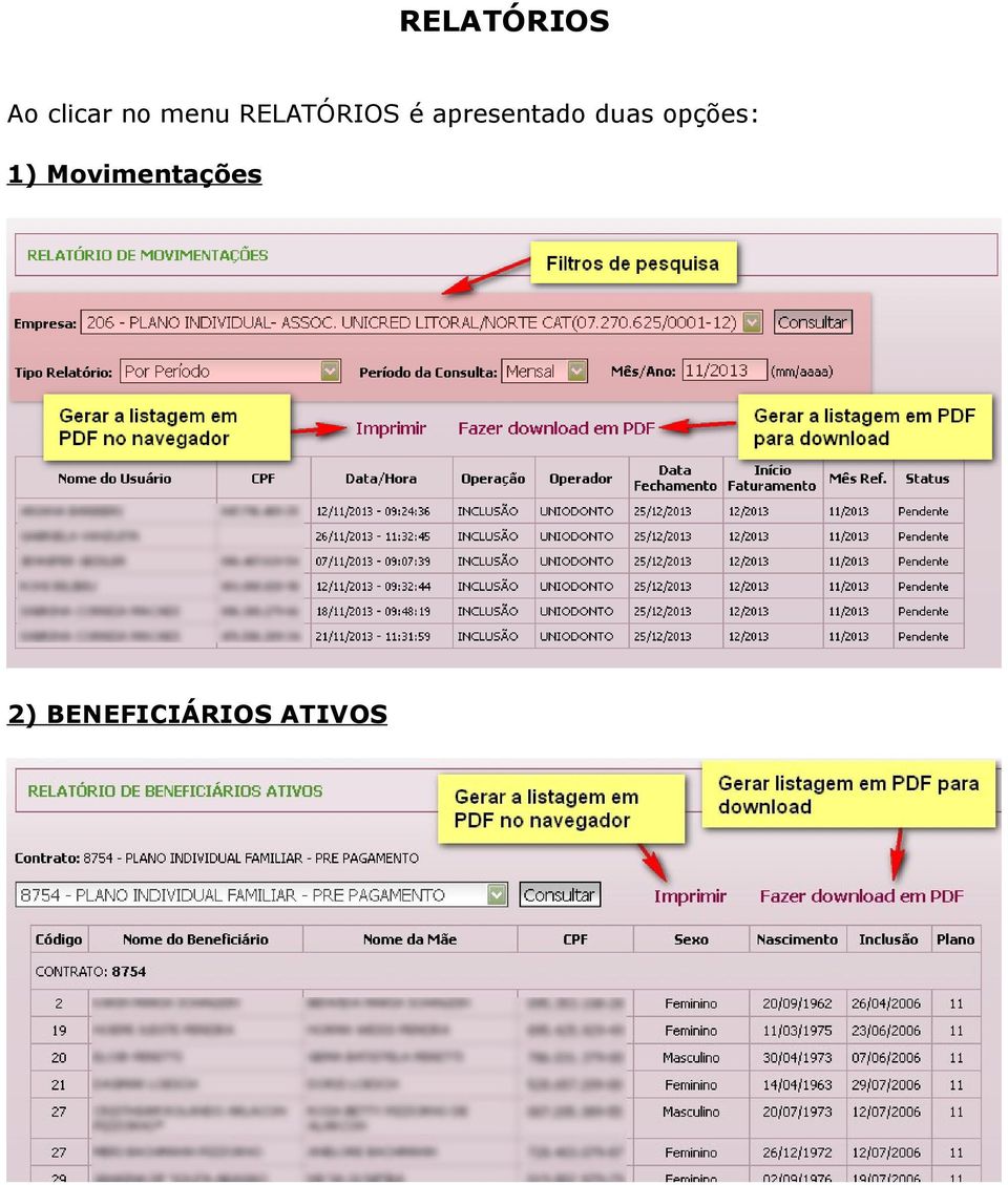 apresentado duas opções: