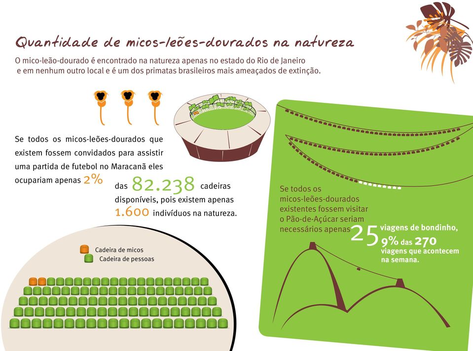 Se todos os micos-leões-dourados que existem fossem convidados para assistir uma partida de futebol no Maracanã eles ocupariam apenas 2% das 82.