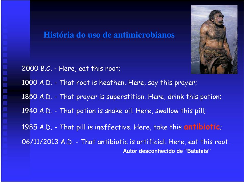 Here, swallow this pill; 1985 A.D. - That pill is ineffective. Here, take this antibiotic; 06/11/2013 A.