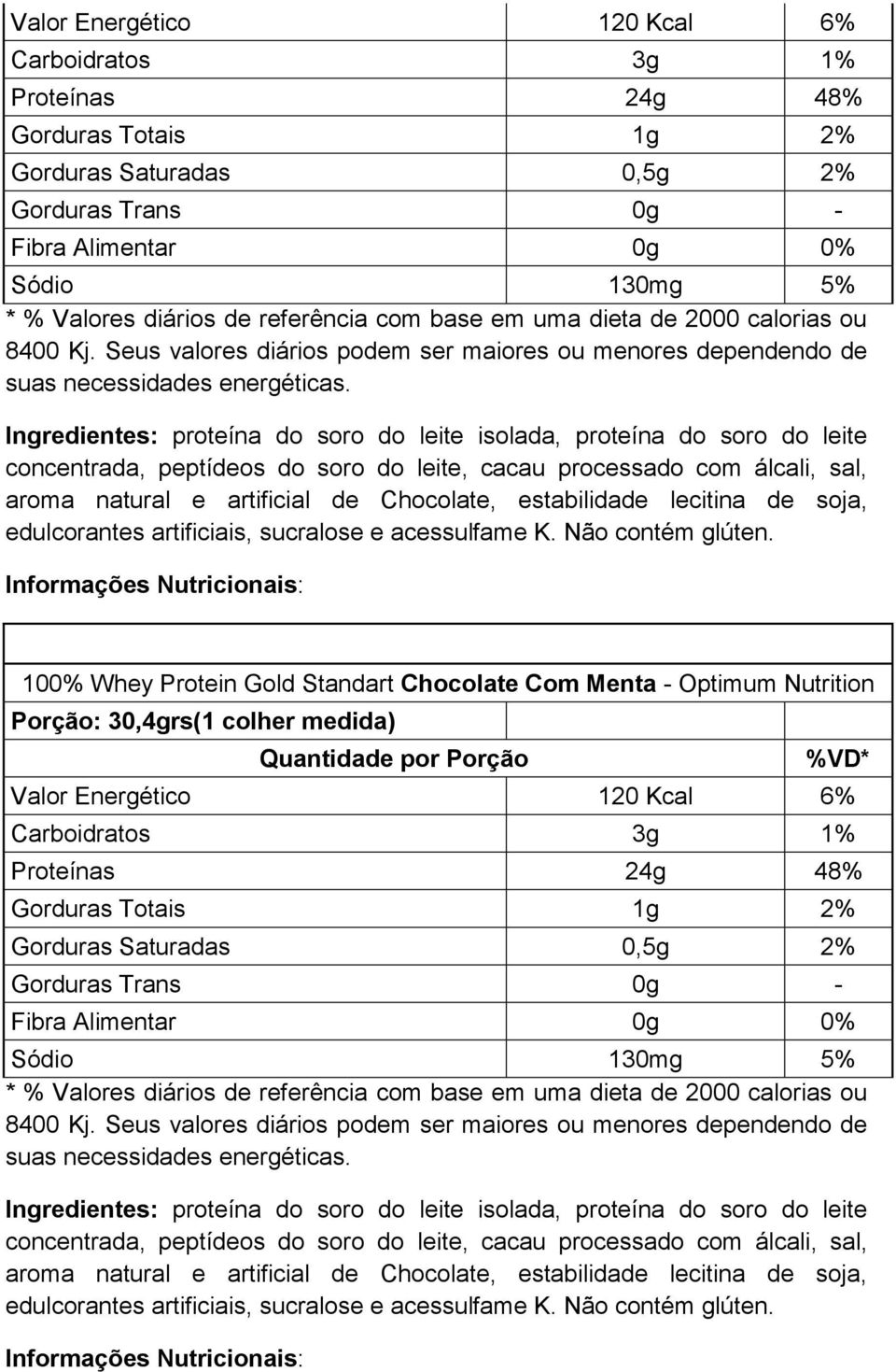 Chocolate Com Menta - Optimum Nutrition  lecitina de