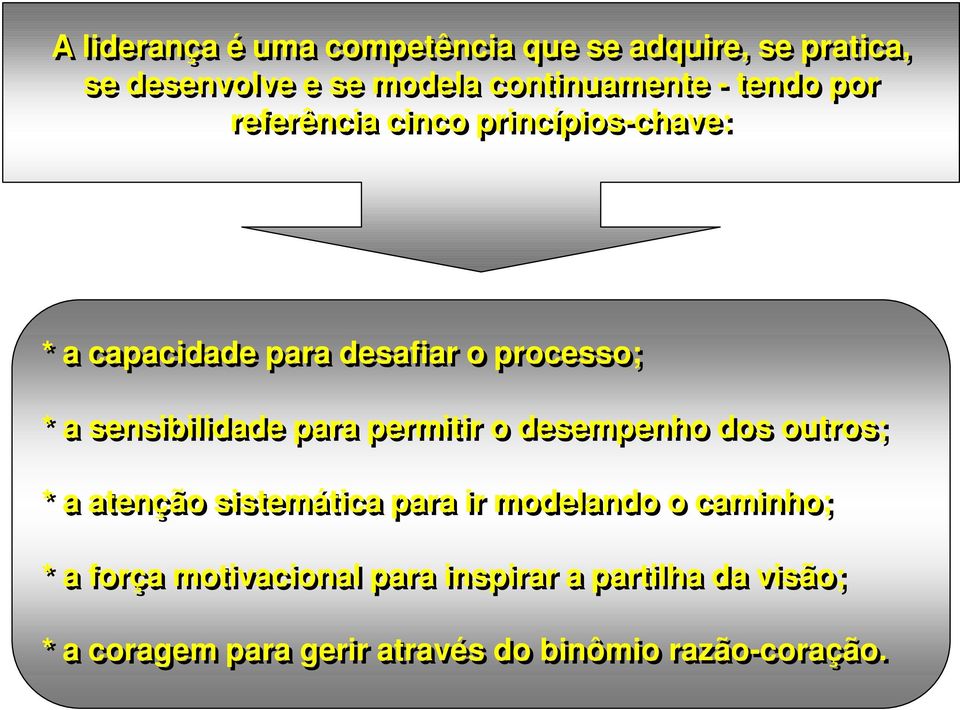 sensibilidade para permitir o desempenho dos outros; * a atenção sistemática para ir modelando o