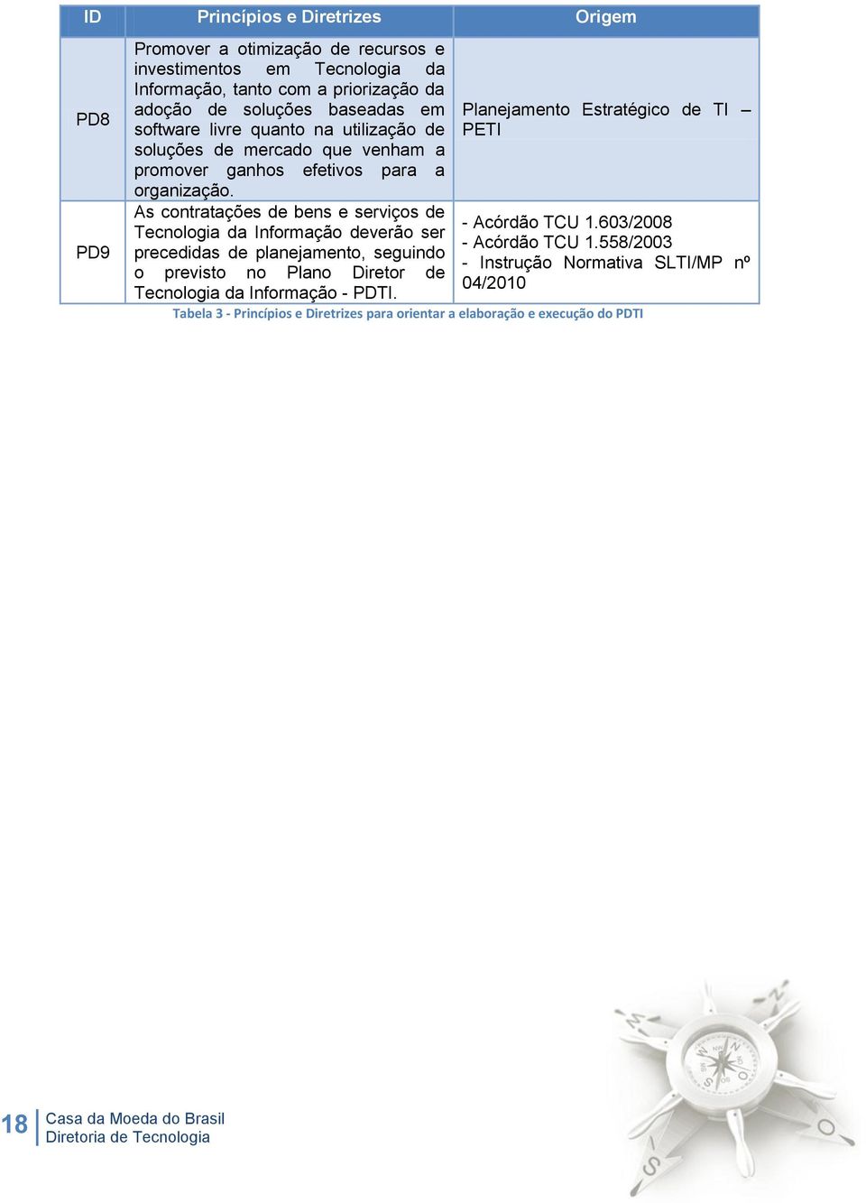 As contratações de bens e serviços de Tecnologia da Informação deverão ser precedidas de planejamento, seguindo o previsto no Plano Diretor de Tecnologia da Informação -