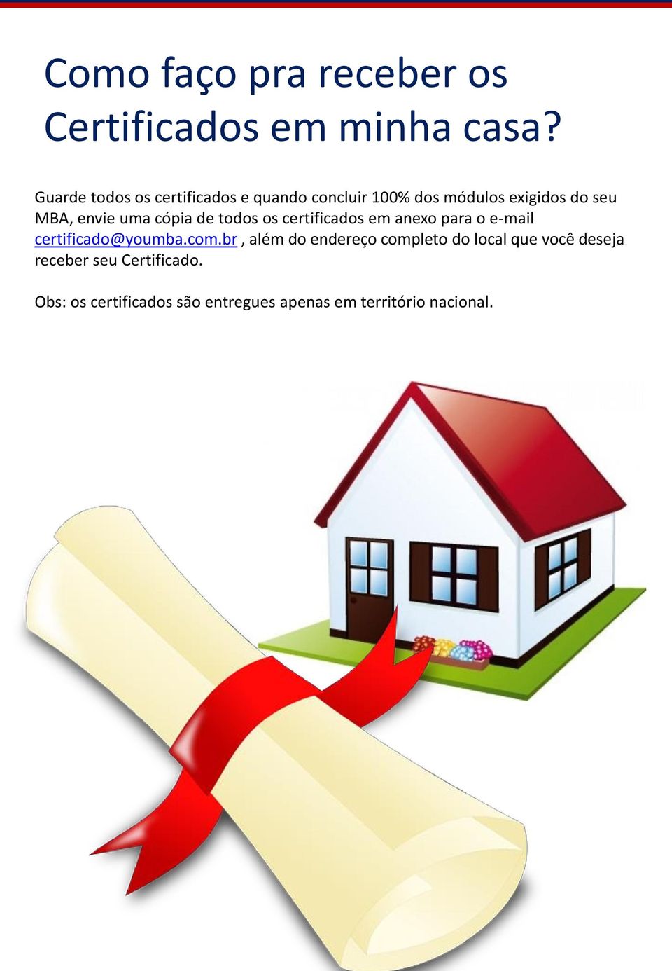 uma cópia de todos os certificados em anexo para o e-mail certificado@youmba.com.